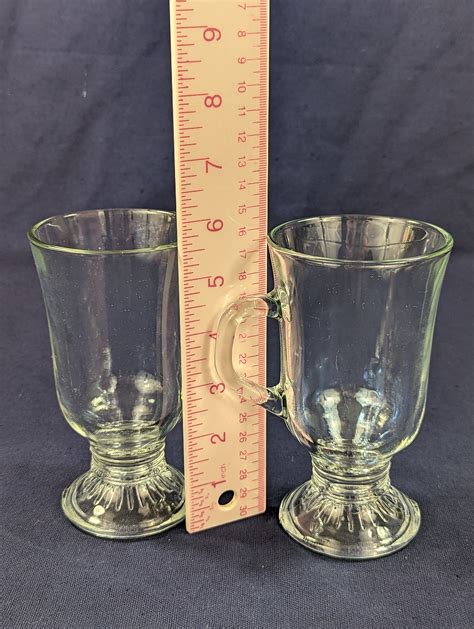 Vintage Kig From Indonesia Irish Coffee Pedestal Clear Glass Mugs