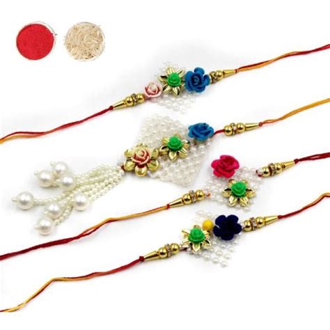 Buy QUVYARTS Set Of 4 Exclusive Bhaiya Bhabhi Rakhi Set Couple Rakhi