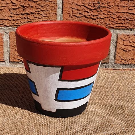 Hand Painted Terracotta Pot Ndebele Blue Planter Pot Etsy