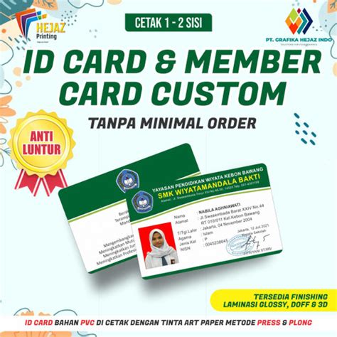 Jual Cetak Id Card Pvc Custom Premium Kartu Member Kartu Anggota