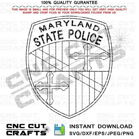 Maryland State Police Svg Vector Badge, Patch, Logo, Emblem, Monogram, Black White Outline Cnc ...