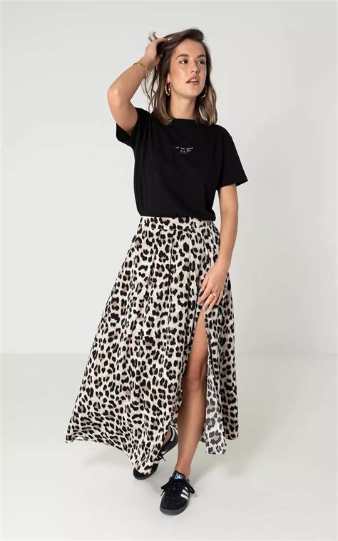 Maxi Rok Met Split Leopard Guts Gusto Gutsgusto