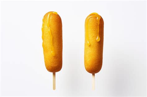 Premium Photo Two Korean Corn Dogs On The White Background