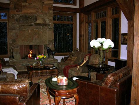 Great Room Stone Fireplace Ski Camp Yellowstone Club Montagne