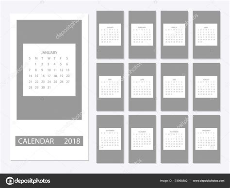 2018 Calendar template Stock Vector by ©OlhaYerofieieva 178968882