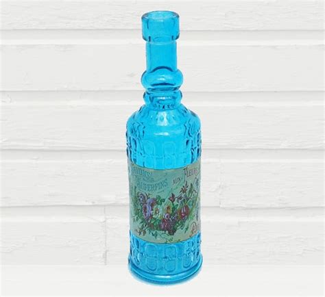 Aqua Blue Glass Bottle Small Decorative Blue By Lovesoldstuff