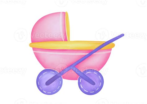 Baby Carriage Clipart Cute Watercolor Hand Drawn Baby Pram Stroller