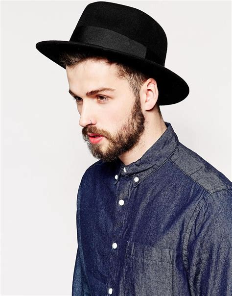 Asos Pork Pie Hat In Black Felt With Wide Brim At Pork Pie Hat Pork Pie Black Felt