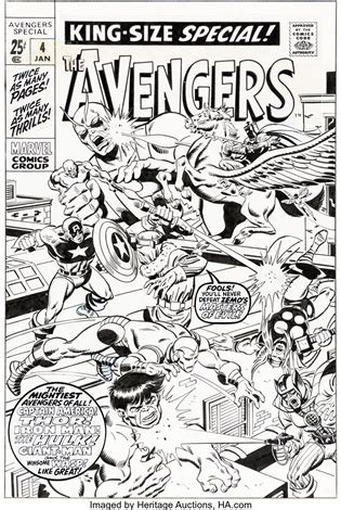 Sal Buscema Avengers Annual 4 Cover Masters Of Evil Original Art Marvel