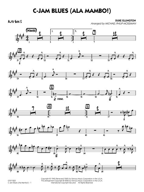 C Jam Blues Ala Mambo Arr Michael Philip Mossman Alto Sax 2