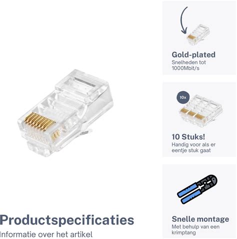 Rj45 Cat6 Utp Connector Voor Ethernetnetwerklaninternet Kabel 10 Stuks