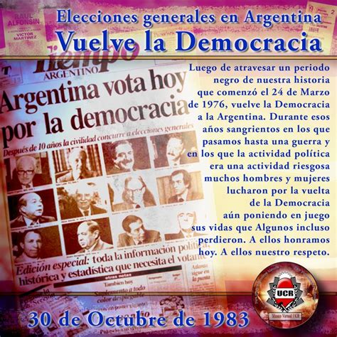 30 De Octubre De 1983 Vuelve La Democracia A La Argentina Que Es La Democracia Historia