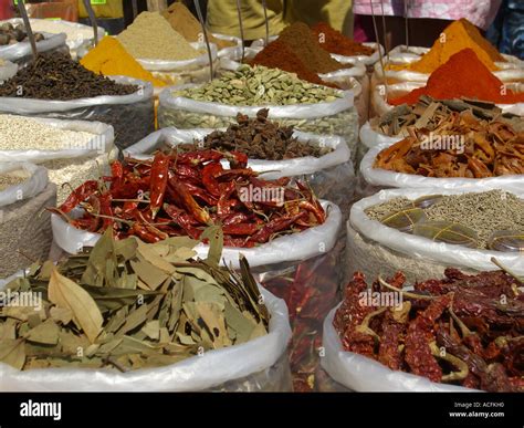 Indian Spices In The Anjuna Maket In The Goa State In India Stock Photo