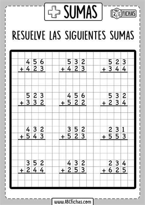 Sumas Sin Llevar Para Repasar ABC Fichas