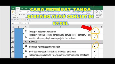 Cara Membuat Tanda Centang Dan Checklist Di Excel YouTube