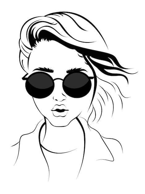 Girl With Sunglasses Drawing