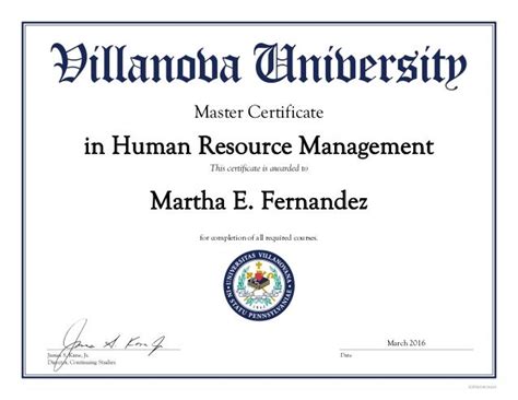 Certificate Of Achievement In Human Resources Management