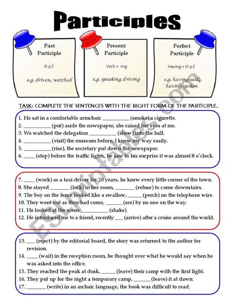 Mixed Participles Esl Worksheet By Karina Worksheets Library