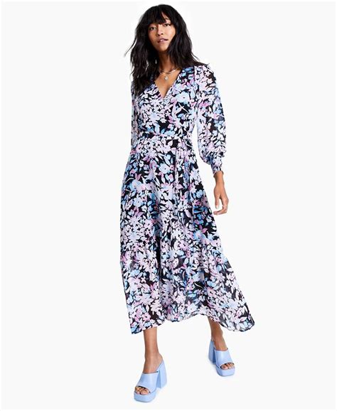 Bar Iii Floral Print Wrap Maxi Dress Created For Macys Macys