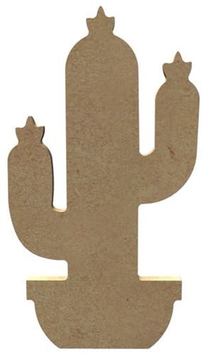 MDF Figuur Cactus Met Bloemen 15 Cm Hobbygroep