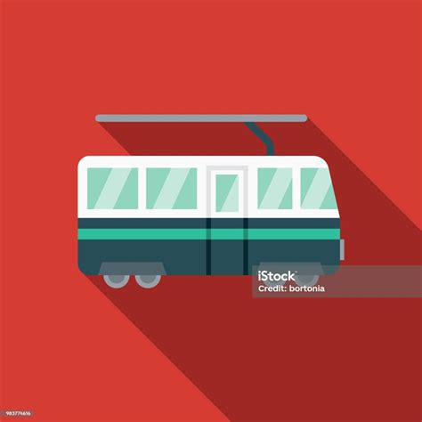 Ikon Transportasi Desain Datar Kereta Gantung Ilustrasi Stok Unduh