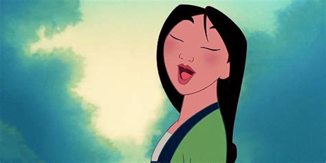 a cartoon girl with her eyes closed and tongue out in front of a blue sky