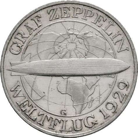 Weimar 3 Reichsmark 1930 G Weltflug Graf Zeppelin In Vz St J 342