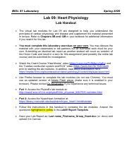 Lab09 Heart Handout S20 Pdf BIOL 81 Laboratory Spring 2020 Lab 09