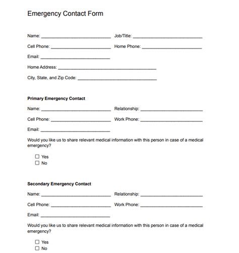 Employee Emergency Contact Form Free Template Eddy