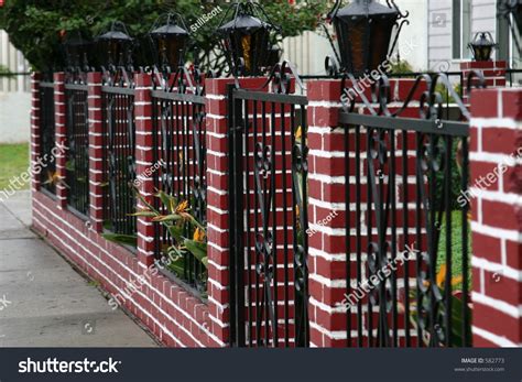 Brick Steel Fence Stock Photo 582773 Shutterstock