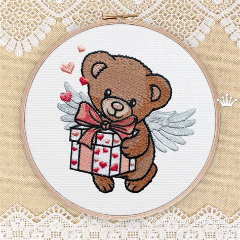 Angel Teddy Bear Machine Embroidery Design 2 Sizes Royal Present