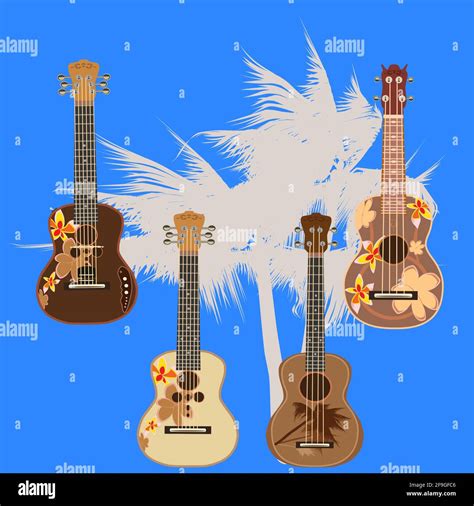 Vector Set Of Hawaiian Guitars Ukulele Stock Vector Image And Art Alamy