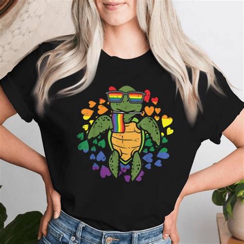 Bandera Arco Iris Tortuga Orgullo Gay Aliado Lgbtq Lgbt Hombres Es Camiseta De Mujer Regaloses