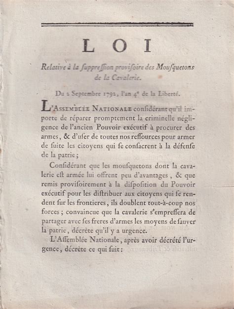 Loi relative à la suppression provisoire des Mousquetons de la