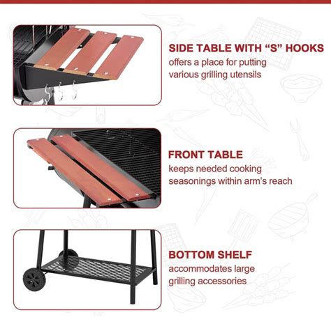 Royal Gourmet Cc1830w 30 Barrel Charcoal Grill With Side Table 627 Square Inches Outdoor