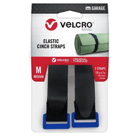 VELCRO 15 In X 1 In Garage Elastic Cinch Strap With Blue D Ring 2 Ct