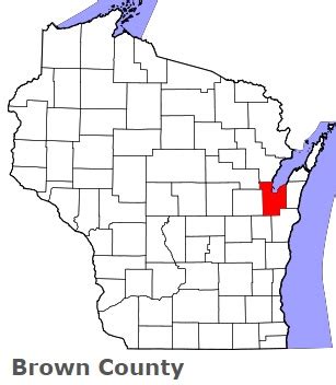 Brown County on the map of Wisconsin 2024. Cities, roads, borders and ...