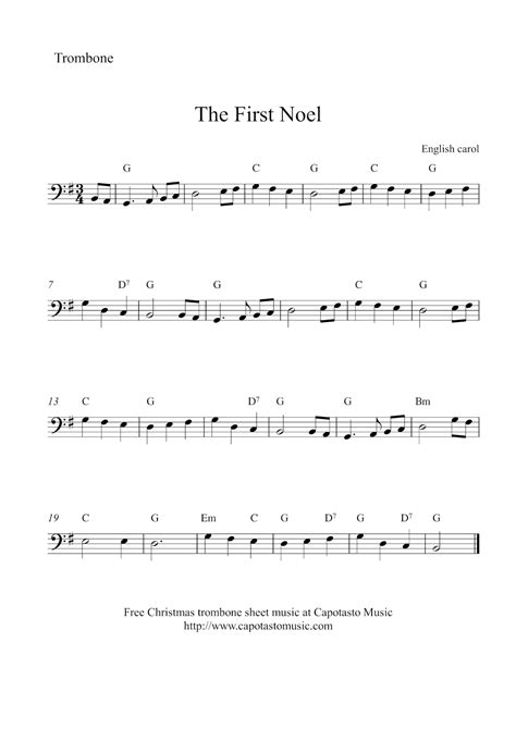 Trombone Christmas Sheet Music Free Printable | Free Printable