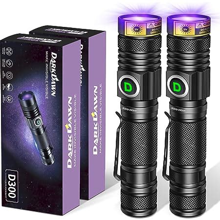 DARKDAWN UV Flashlight 395nm Black Light USB Rechargeable Ultraviolet