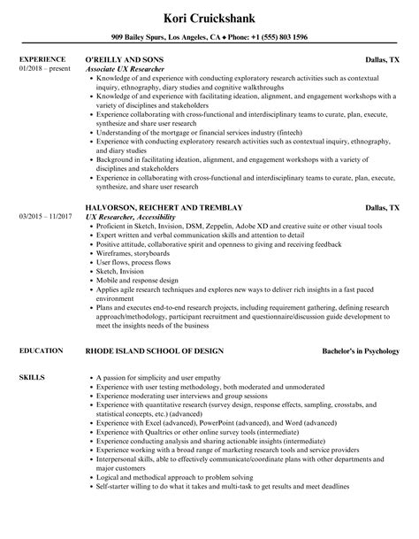 Ux Research Resume Template