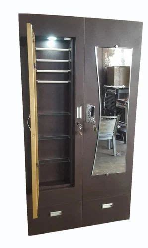 With Locker Door Brown Wooden Wardrobe With Mirror At Rs Piece