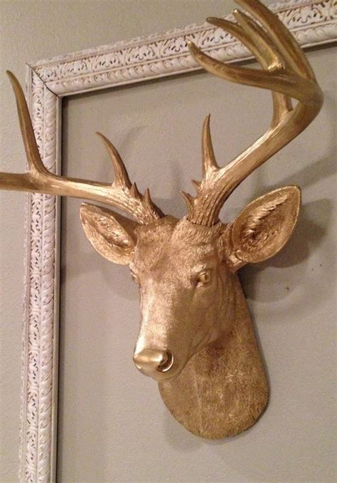 SALE Gifts Under 75 Faux Deer Head Gold Resin With Antlers