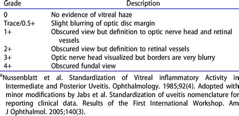 Standardization Of Uveitis Nomenclature Nussenblatt Photographic Download Scientific Diagram