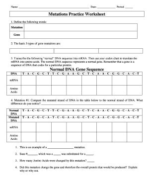 Mutations Worksheet Answer Key Complete With Ease Airslate Signnow