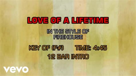 Firehouse Love Of A Lifetime Karaoke Youtube Music