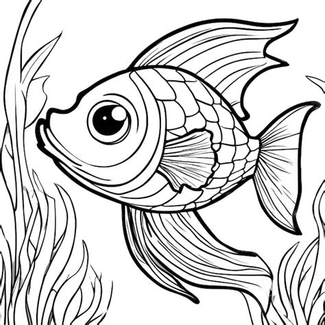 Desenho de imagem de colorir peixe bonito para livro de crianças