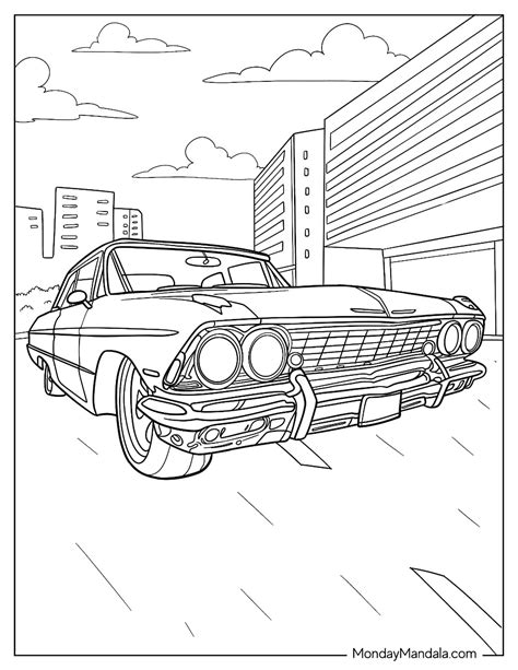 Lowrider Coloring Pages Car Cars Drawing Impala Sketch Cadillac