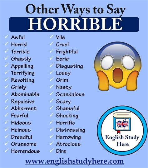 Other Ways to Say HORRIBLE in English, Different ways to say horrible ...