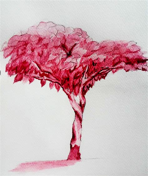 Árbol magenta Acuarela Magenta