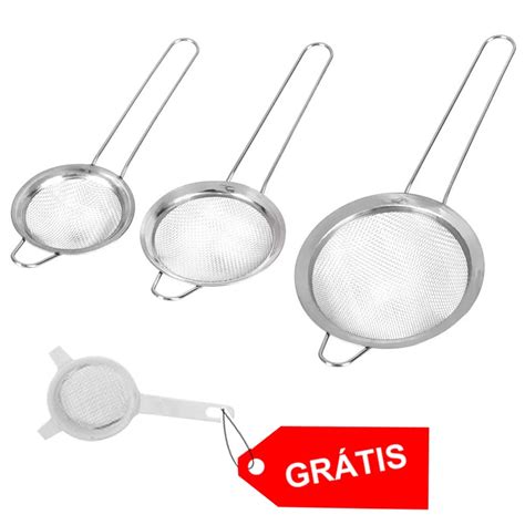 Jogo De Peneiras 3 Pecas 7 8 10cm Em Inox Brindes Shopee Brasil